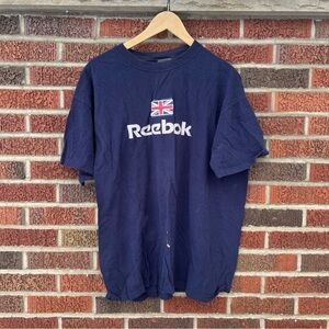Reebok Navy Blue UK Flag Graphic Short Sleeve Tee Shirt Top